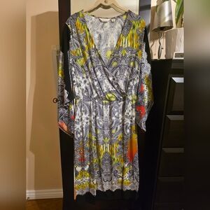 Elegant Multicolor Paisley Wrap Dress